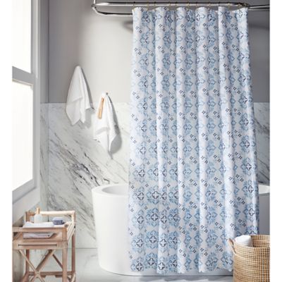 Extra Long Shower Curtains Bed Bath, Max Studio Shower Curtain Blues
