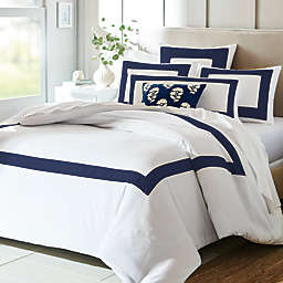 Everhome™ Emory 3-Piece Hotel Border Full/Queen Comforter Set in Navy