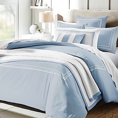Everhome&trade; Sullivan Triple Baratta 3-Piece Full/Queen Duvet Cover Set in Skyway/White. View a larger version of this product image.