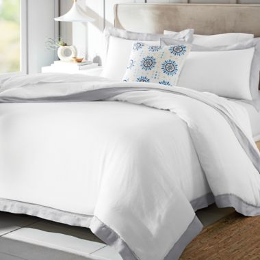 Everhome&trade; Reid Ladder Stitch 3-Piece King Duvet Cover Set in Grey. View a larger version of this product image.