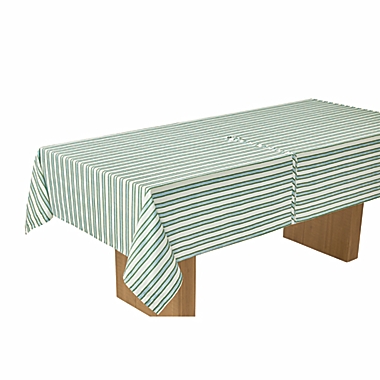 Everhome&trade; Zig-Zag Stripe 60-Inch x 84-Inch Umbrella Tablecloth in Elm Green/Blue. View a larger version of this product image.