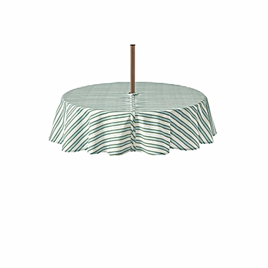 Everhome&trade; Zig-Zag Stripe 70-Inch Round Tablecloth with Umbrella Hole in Elm Green/Blue. View a larger version of this product image.