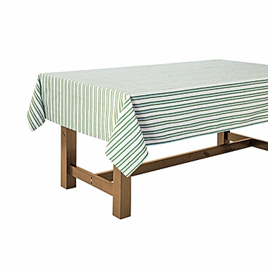 Everhome&trade; Zig-Zag Stripe 60-Inch x 84-Inch Tablecloth in Elm Green/Blue. View a larger version of this product image.