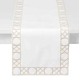 Everhome™ Cane 120-Inch Embroidered Table Runner in White/Peyote