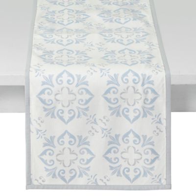 Everhome&trade; Medallion Table Runner in Grey