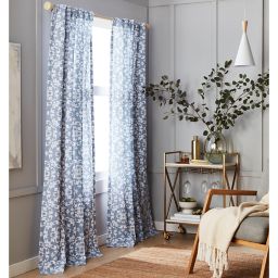 Everhome™ Isla Coastal Tile 108-Inch Window Curtain Panel in Faded Denim (Single)