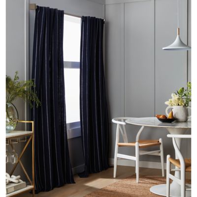 Everhome&trade; Milo Stripe 84-Inch Rod Pocket Window Curtain Panel in Maritime Blue (Single)