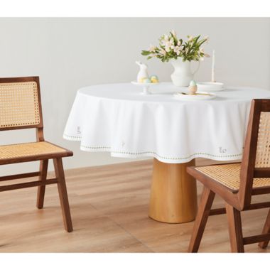 Everhome&trade; Embroidered Easter Bunny 70-Inch x 70-Inch Oblong Tablecloth in Bright White. View a larger version of this product image.