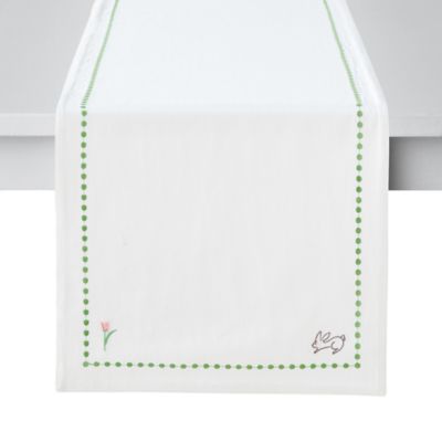 Everhome&trade; Embroidered Easter Bunny 90-Inch Table Runner in Bright White