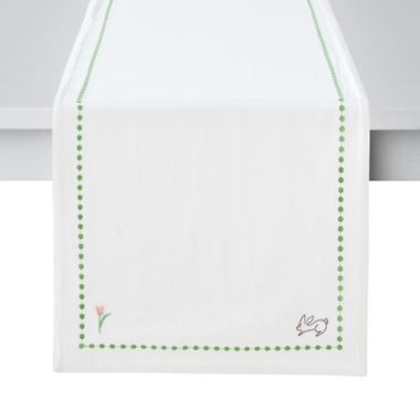 Everhome&trade; Embroidered Easter Bunny 72-Inch Table Runner in Bright White. View a larger version of this product image.