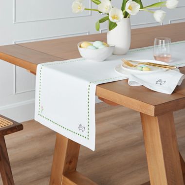 Everhome&trade; Embroidered Easter Bunny 72-Inch Table Runner in Bright White. View a larger version of this product image.