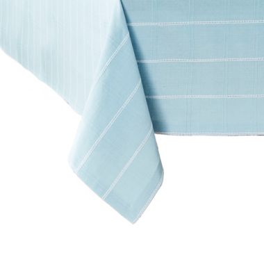 Everhome&trade; Easter Stella Stripe 60-Inch x 84-Inch Oblong Tablecloth in Light Blue. View a larger version of this product image.