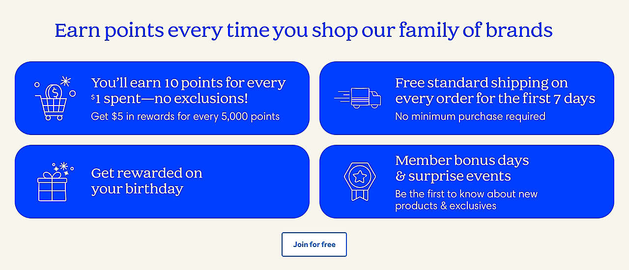 Earn & redeem points across our family of brands