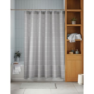 Pebble Stripe Organic Cotton Shower, Rocket Ship Shower Curtain Rods