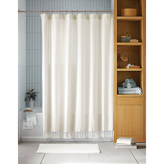 Pique Organic Cotton Shower Curtain, Natural Fabric Shower Curtain Liner
