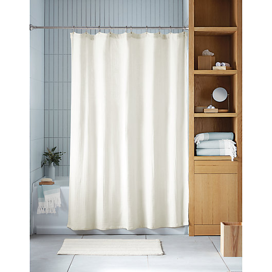 Alternate image 1 for Haven™ 54-Inch x 80-Inch Double Gauze Organic Cotton Shower Curtain in Coconut Milk