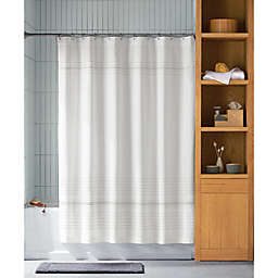 Haven™ 72-Inch x 72-Inch Chambray Stripe Organic Cotton Shower Curtain in Lunar Rock