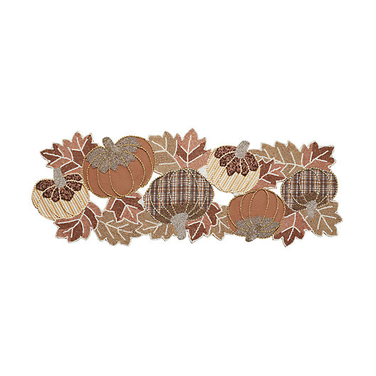 Alternate image 1 for 36-Inch New Beaded Pumpkin and Leaf Centerpiece Table Runner