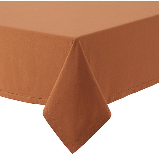 Alternate image 1 for Harvest Hemstitch 60-Inch x 84-Inch Rectangular Tablecloth in Spice