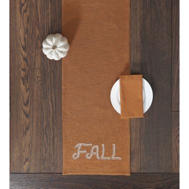 Fall Beaded Embroidered 72-Inch Table Runner in Pecan. View a larger version of this product image.