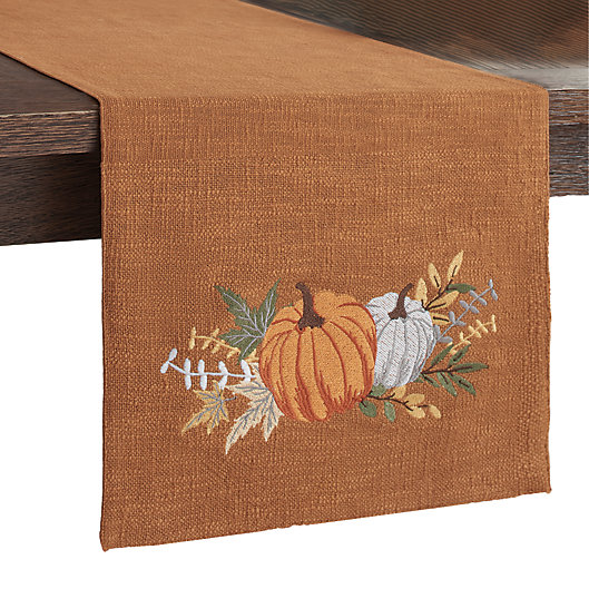 Alternate image 1 for Pumpkin Embroidered 72-Inch Table Runner in Pecan
