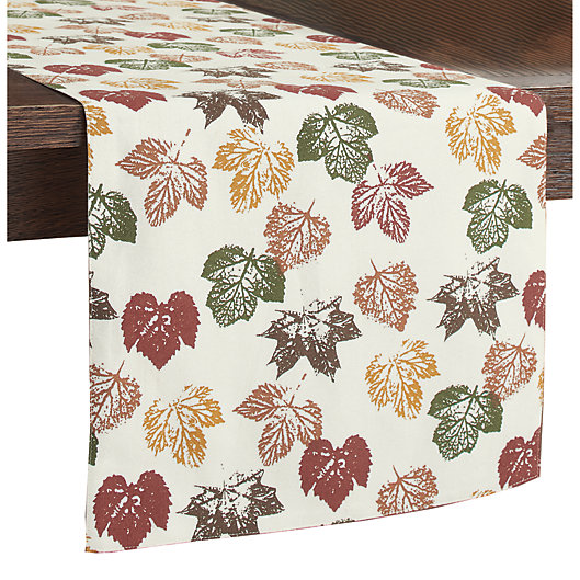 Alternate image 1 for Stamped Leaves 90-Inch Table Runner