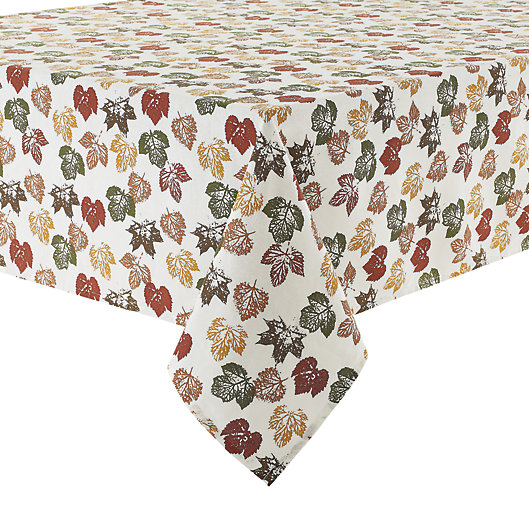 Alternate image 1 for Stamped Leaves 60-Inch x 120-Inch Oblong Tablecloth