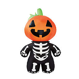 H for Happy™ 48-Inch Pumpkin Head Skeleton Inflatable Halloween Lawn Decoration