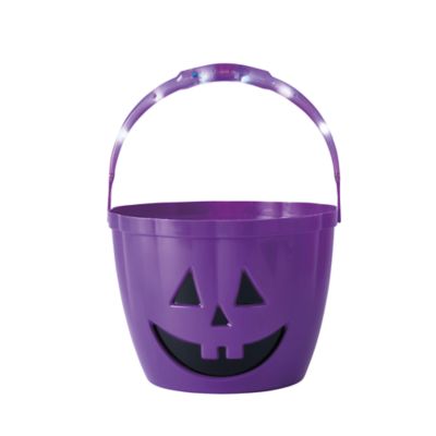 H for Happy&trade; 9-Inch LED Plastic Jack-O&#39;-Lantern Bucket in Purple
