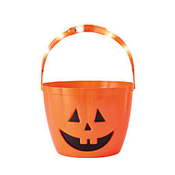 H for Happy™ 9-Inch LED Plastic Jack-O'-Lantern Bucket in Orange