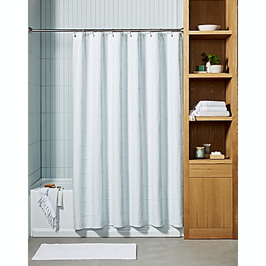 Haven&trade; 72-Inch x 72-Inch Pebble Stripe Organic Cotton Shower Curtain in Sky Green. View a larger version of this product image.