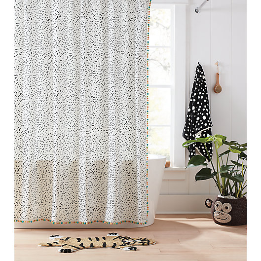 Marmalade Tossed Dot 72 Inch X, Black White And Tan Shower Curtain