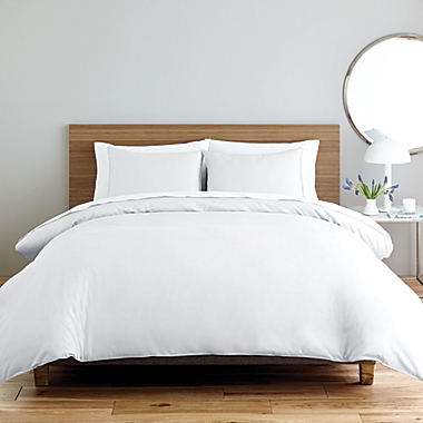 Nestwell&trade; Solid Sateen 3-Piece Full/Queen Duvet Cover Set in Bright White. View a larger version of this product image.