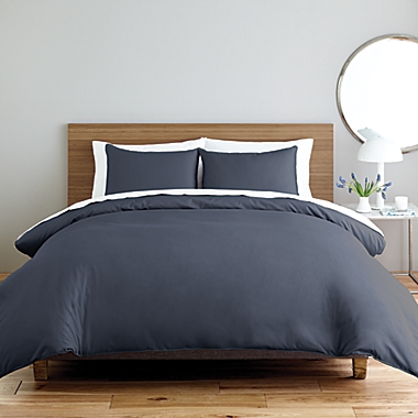 Nestwell&trade; Solid Sateen 3-Piece King Duvet Cover Set in Folkstone Grey. View a larger version of this product image.