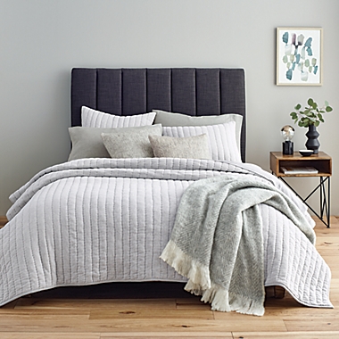 Nestwell&trade; Velvet Stitch 3-Piece Full/Queen Quilt Set in Grey. View a larger version of this product image.