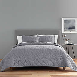 Nestwell™ Cotton Voile 3-Piece Full/Queen Stitch Pattern Quilt Set in Grey
