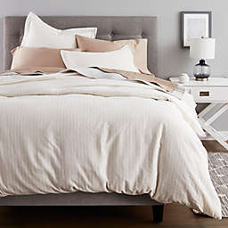 Nestwell™ Pinstripe Cotton Linen 2-Piece Twin Comforter Set in White/Black