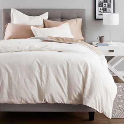 Nestwell&trade; Pinstripe Cotton Linen 3-Piece Duvet Cover Set