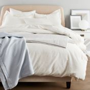 Nestwell&trade; Pinstripe Cotton Linen 3-Piece King Duvet Cover Set in White/Blue