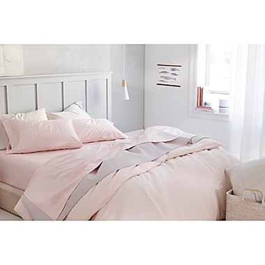 Nestwell&trade; Washed Linen Cotton 3-Piece Full/Queen Duvet Cover Set in Blush. View a larger version of this product image.