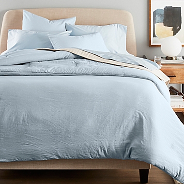 Nestwell&trade; Washed Linen Cotton 2-Piece Twin Duvet Cover Set in Light Blue. View a larger version of this product image.
