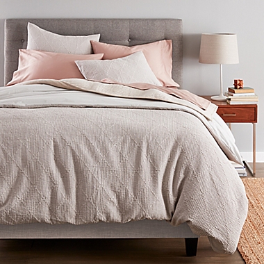 Nestwell&trade; Pleated Rhombus 3-Piece Full/Queen Comforter Set in Grey. View a larger version of this product image.