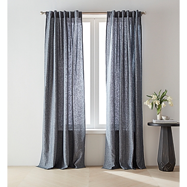 O&O by Olivia & Oliver&trade; Belgian 84-Inch Rod Pocket Curtain Panel in Denim (Single). View a larger version of this product image.
