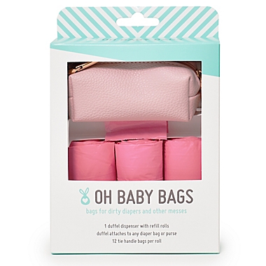 Oh Baby Bags Faux Leather Wet Bag Dispenser Gift Box in Pink. View a larger version of this product image.