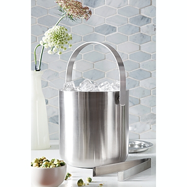 Our Table&trade; Preston Stainless Steel Ice Bucket with Tongs in Matte Silver. View a larger version of this product image.