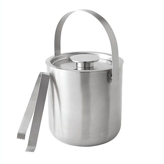 Alternate image 1 for Our Table™ Preston Stainless Steel Ice Bucket with Tongs in Matte Silver