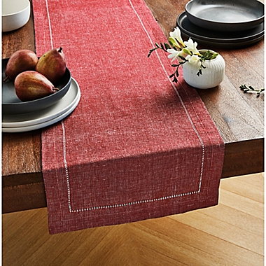Our Table&trade; 72-Inch Hem Stitch Border Table Runner in Red. View a larger version of this product image.