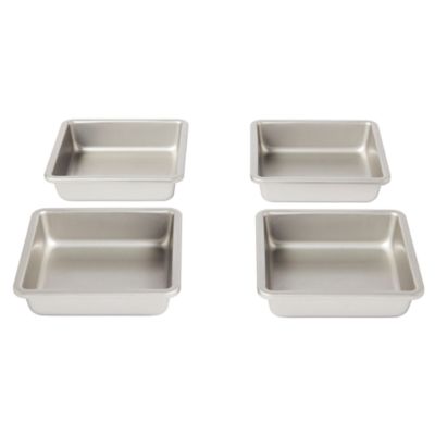 Our Table&trade; Non-Stick Mini Square Cake Pans in Silver (Set of 4)