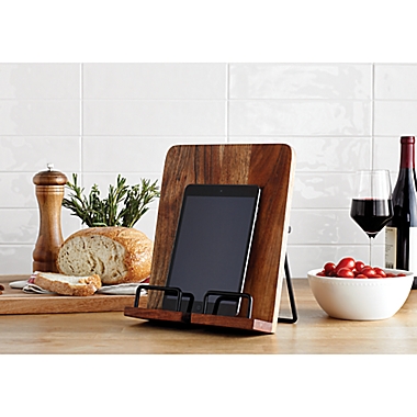 Our Table&trade; Wood and Metal Cookbook Holder in Black. View a larger version of this product image.