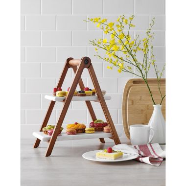 Our Table&trade; Everett 2-Tier Marble &amp; Wood Server in Natural. View a larger version of this product image.